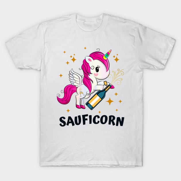 Sauficorn Lustiges Einhorn Sekt Party Frauen T-Shirt by Foxxy Merch